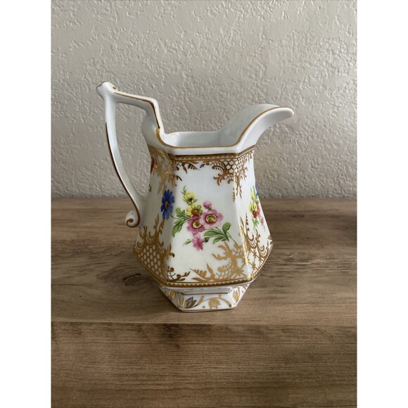 Royal Danube Small Pitcher  Multi Color Floral With Gold Trim Stamped 20oz - Picture 3 of 9